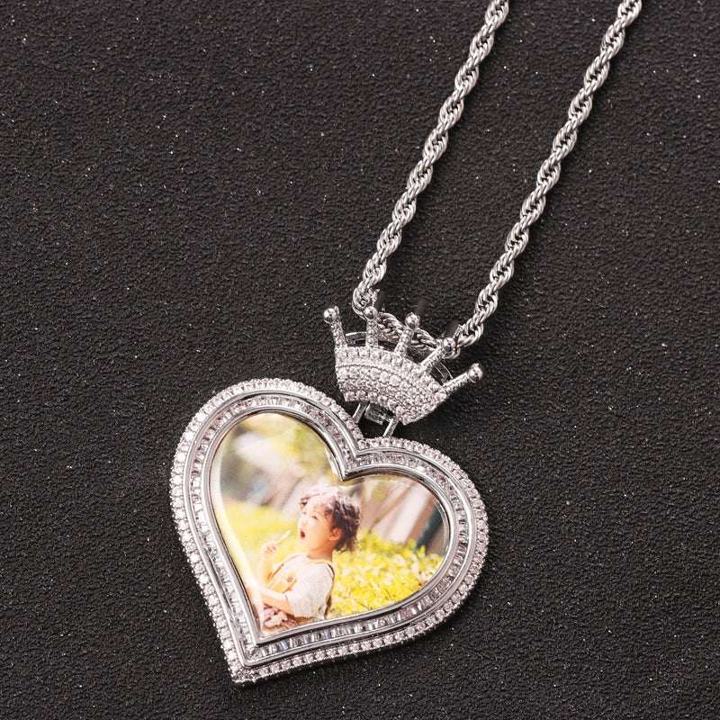Double-layer Love Crown Head Pendant Zircon