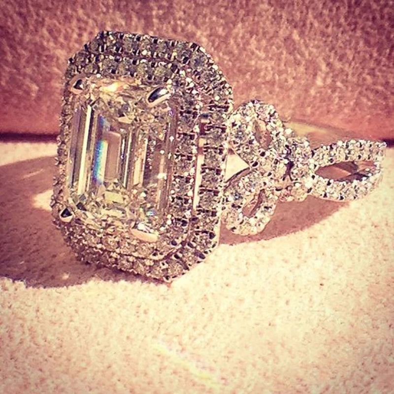 Vintage Kpop Cubic Zirconia Romantic Female Ring