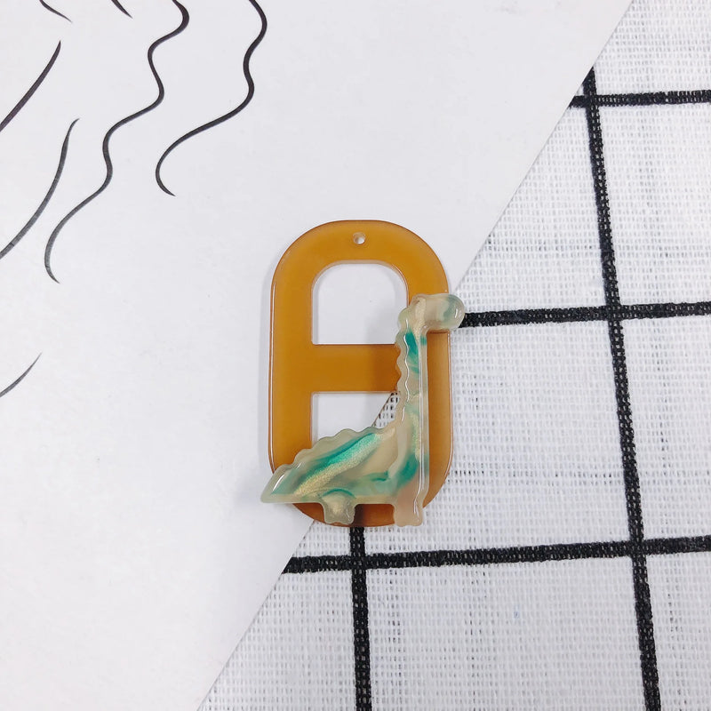 20pcs 46*38mm Hollow Out Geometry Dinosaur Resin Pendant