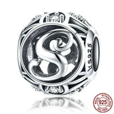 925 Sterling Silver A-Z Letter Charm Bracelets Bangles