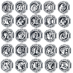 925 Sterling Silver A-Z Letter Charm Bracelets Bangles
