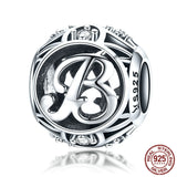 925 Sterling Silver A-Z Letter Charm Bracelets Bangles
