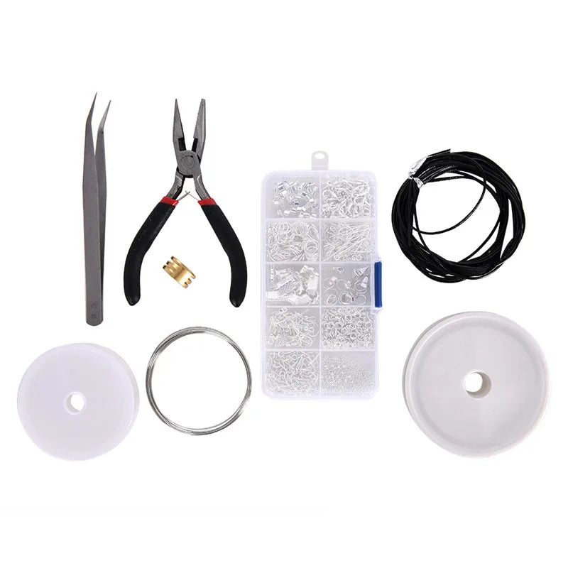 Jewelry Findings Set with Tools & Beads for Making Silver Jewelry