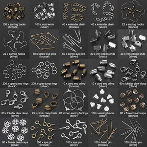 Jewelry Findings Set Lobster Clasp Open Jump Rings Earring Hooks Repair Tools