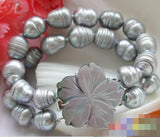Gray Freshwater Cultured Pearl Bracelet 2-Row Rice Screw Jewelry