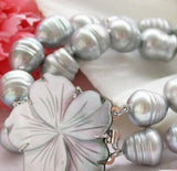 Gray Freshwater Cultured Pearl Bracelet 2-Row Rice Screw Jewelry