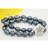 Freshwater Cultured Pearl Bracelet 8inch 2-strand 13mm Rice Jewelry
