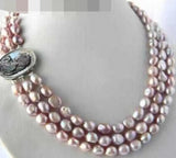Lavender Baroque Freshwater Pearl Necklace 17''