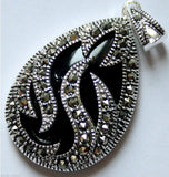 Turquoises Inlay Marcasite 925 Silver Necklace Pendant