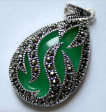 Turquoises Inlay Marcasite 925 Silver Necklace Pendant
