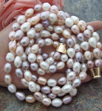 8-9mm Rice Freshwater Pearl 4strds Necklace