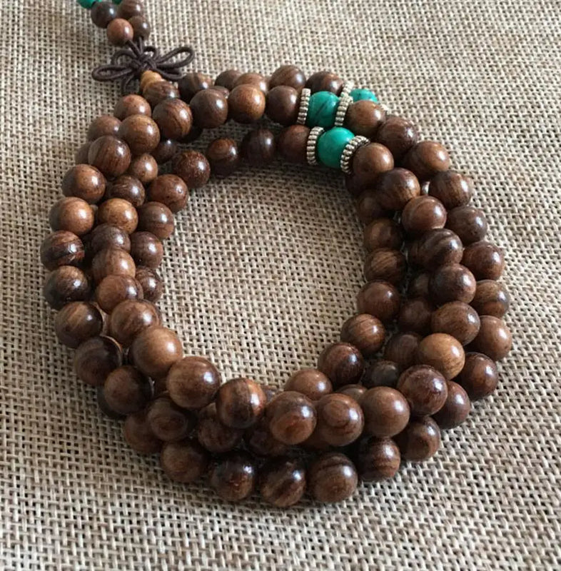 8mm Natural Rosewood Wood 108 Prayer Beads Bracelet or Necklace