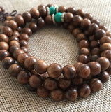 8mm Natural Rosewood Wood 108 Prayer Beads Bracelet or Necklace