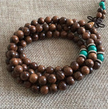 8mm Natural Rosewood Wood 108 Prayer Beads Bracelet or Necklace