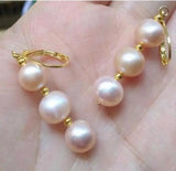 Pink Purple Pearl Earrings 14K/20 Yellow Hook