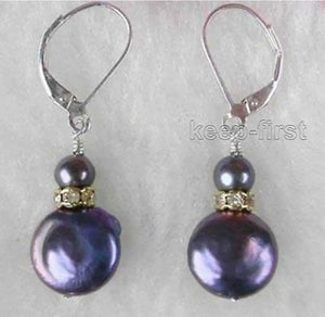 Colorful Coin Freshwater Pearl Silver Dangle Earrings