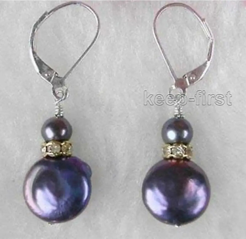 Colorful Coin Freshwater Pearl Silver Dangle Earrings