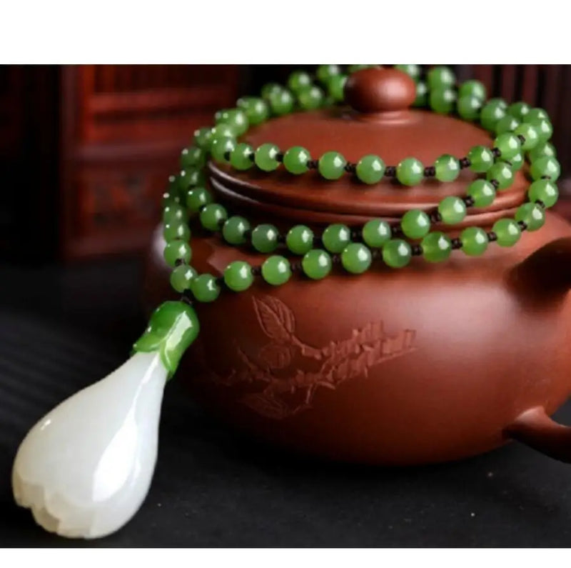 Chinese Natural Nephrite Jades Magnolia Pendant Necklace