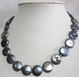 Coin Pearl Necklace Chain Jewelry 13-14MM