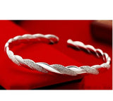 999 Pure Silver Love Interlaced Open Bracelet for Couples