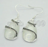 Opal & Marcasite Earrings 925 Sterling Silver