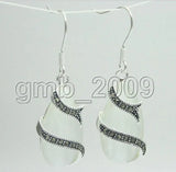 Opal & Marcasite Earrings 925 Sterling Silver