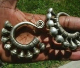 Tibetan Tribal Jewelry Miao Silver Earrings Pair