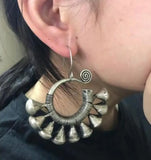 Tibetan Tribal Jewelry Miao Silver Earrings Pair