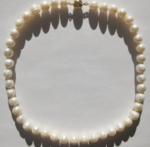 Baroque Freshwater Pearl Necklace Choker, Large 9-10mm, Gold Plated