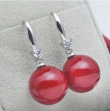 Mother of Pearl Grey Shell Pearl Earrings Small Fresh Red Earrings 14mm