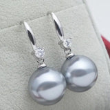 Mother of Pearl Grey Shell Pearl Earrings Small Fresh Red Earrings 14mm