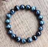 Hawk's Eye Gemstone Round Beads Power Bracelet AAAA 8mm