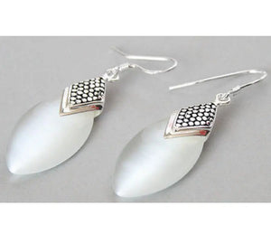 Sterling Silver Cat Eye Stone Dangle Earrings
