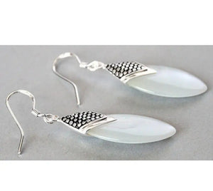 Sterling Silver Cat Eye Stone Dangle Earrings