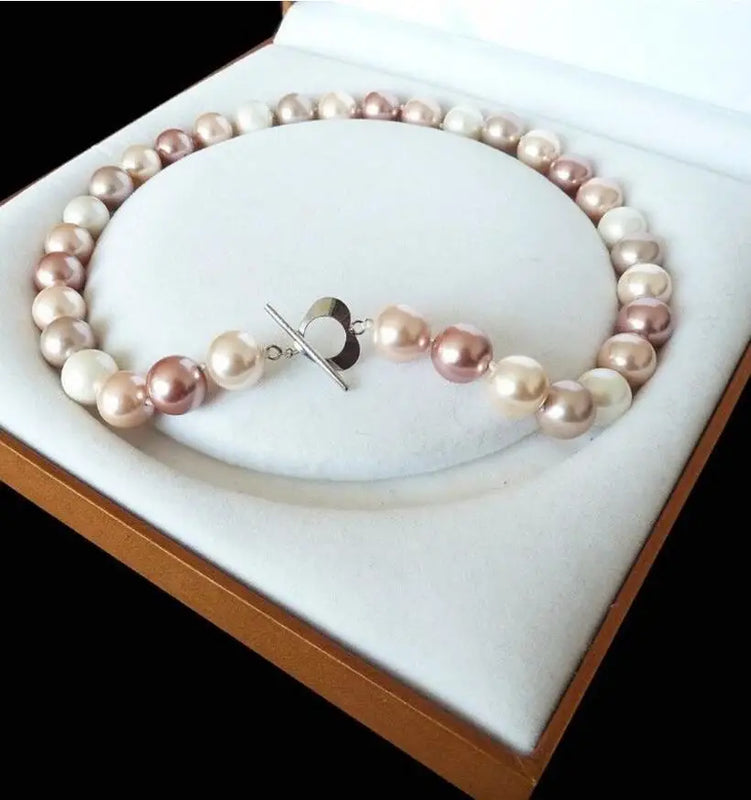 12mm South Sea Shell Pearl Necklace Heart Clasp 18''