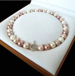 12mm South Sea Shell Pearl Necklace Heart Clasp 18''