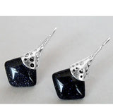 Silver Dangle Earrings with Goldstone