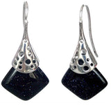 Silver Dangle Earrings with Goldstone