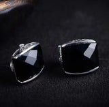 Silver Jade Art Style Marcasite Earrings