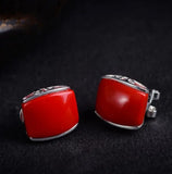 Silver Jade Art Style Marcasite Earrings
