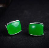 Silver Jade Art Style Marcasite Earrings