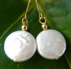 14mm Coin Freshwater Pearl Earrings