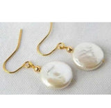 14mm Coin Freshwater Pearl Earrings