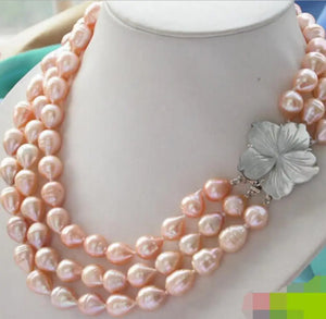 10-12mm Pink Drip Freshwater Cultured Pearl Necklace - Wedding Party Jewel
