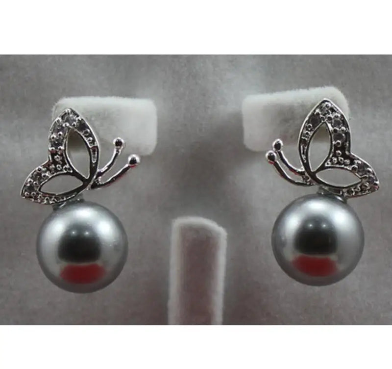 Green Jade Bead Butterfly Earring #212