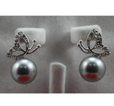 Green Jade Bead Butterfly Earring #212