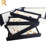 V Groove Gemstone Display Holder Case - Leather