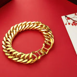 24k Pure 12mm Rope Shape Hand Chain Fine Bracelet for Men