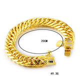 24k Pure 12mm Rope Shape Hand Chain Fine Bracelet for Men