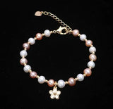 Freshwater Pearl Bracelet Flower Pendant Natural
